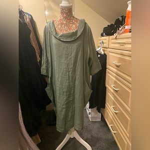 Gorgeous linen dress in olive green